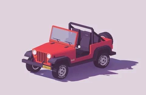 Vector low poly off-road 4x4 SUV car Stock Illustration