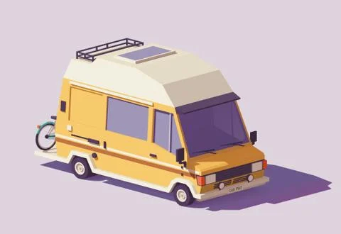 Vector low poly RV camper van Stock Illustration