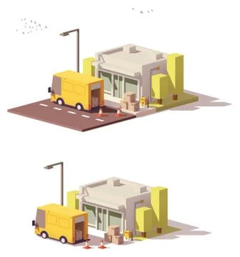 Vector low poly shop icon Stock Illustration