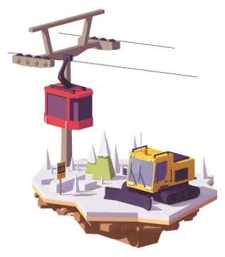 Vector low poly ski resort Stock Illustration