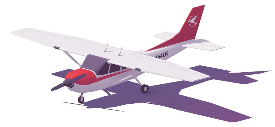 Vector low poly small airplane Stock Illustration