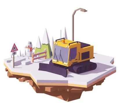 Vector low poly snowcat Stock Illustration
