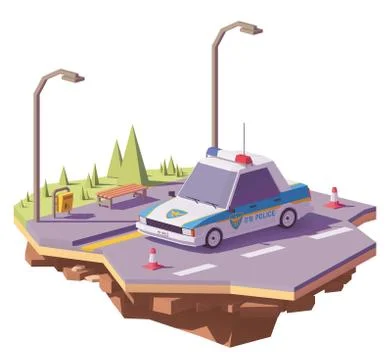 Vector low poly South Korean police car Stock Illustration