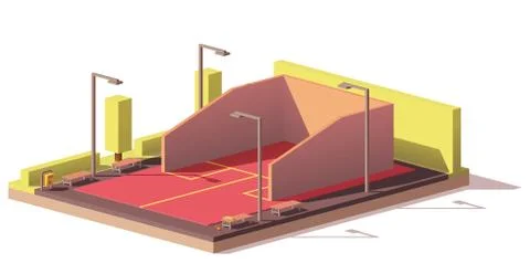 Vector low poly squash court Stock Illustration