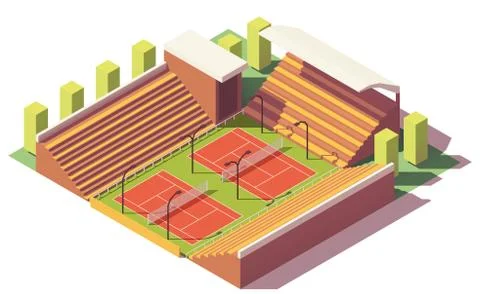 Vector low poly tennis stadium Stock Illustration