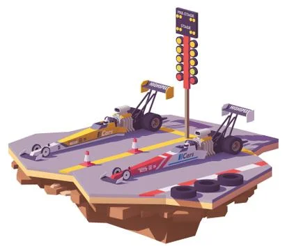 Vector low poly top fuel drag race Stock Illustration