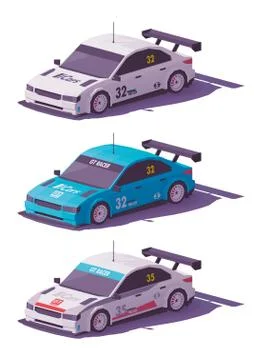 Vector low poly touring racing car Stock Illustration