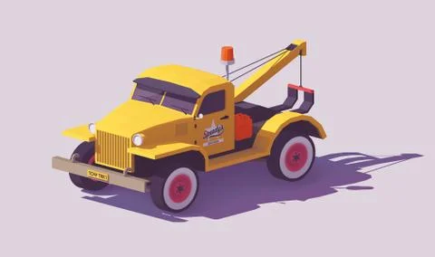 Vector low poly tow truck Stock Illustration