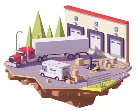 Vector low poly warehouse Stock Illustration