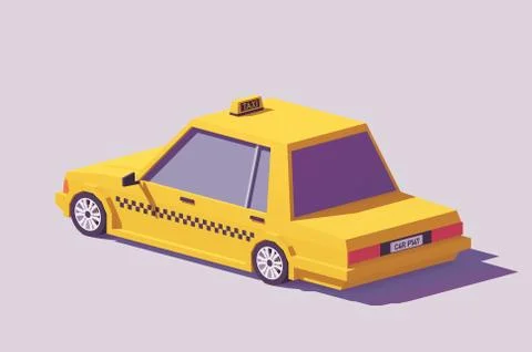 Vector low poly yellow taxi car Stock Illustration