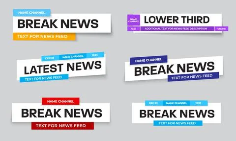 Vector lower third, illustration with bright rectangular title plates for tit Stock Illustration