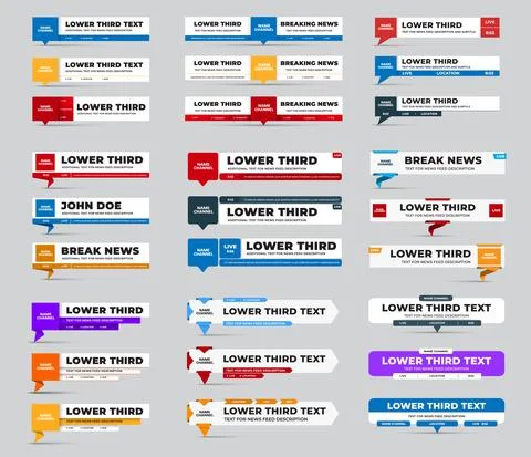 Vector lower third with news feed, dashboard for name, channel, title plate. Stock Illustration