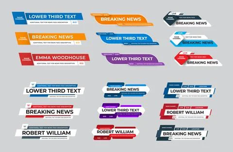 Vector lower third with news feed, diagonal dashboard with paper layer elemen Stock Illustration