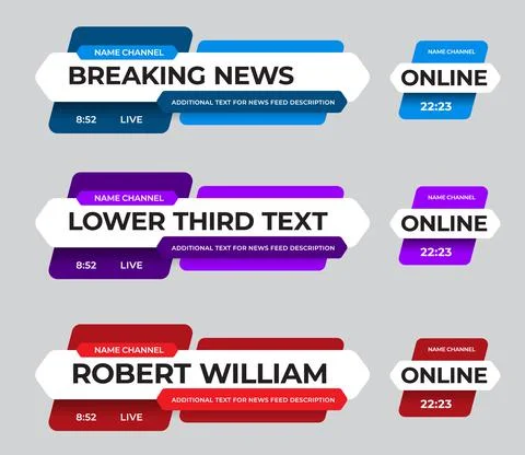 Vector lower third, news line for media, video, tv channels, title hexagonal  Stock Illustration