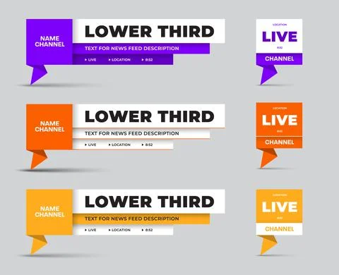 Vector lower third, rectangular dashboard with purple, orange, yellow origami Stock Illustration