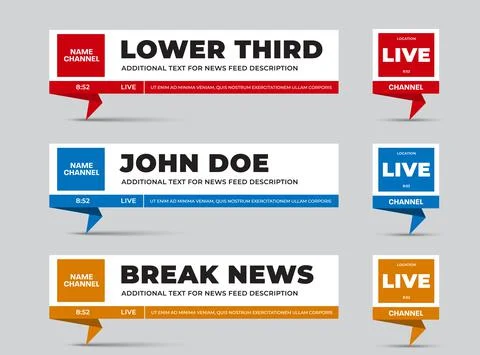 Vector lower third with red, blue, orange origami leg, square elements for ch Stockillustratie