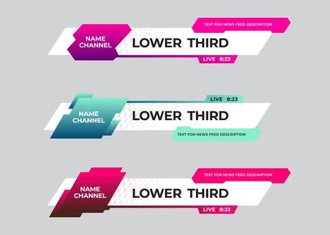 Vector lower third of screen for headlines, for name, channel, title plate. Stock Illustration