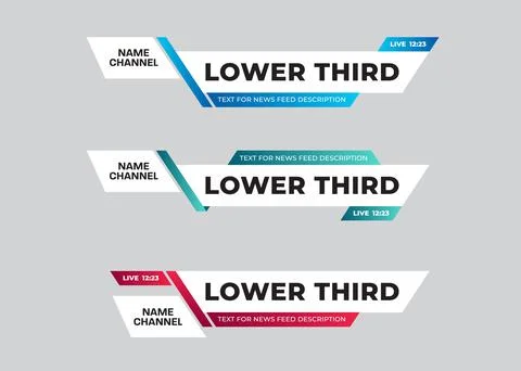 Vector lower thirds banners for titles and credits for TV and channels. Stock Illustration