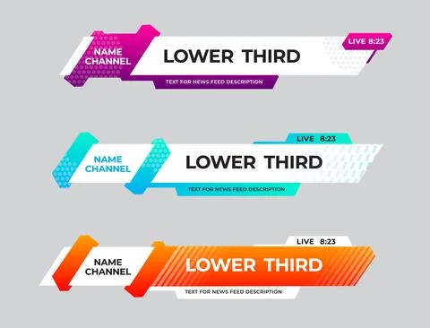 Vector lower thirds banners for titles and credits for TV and channels. Stock Illustration