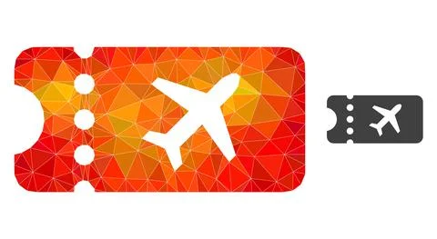 Vector Lowpoly Air Ticket Icon with Fire Gradient Illustrazione stock
