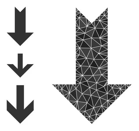 Vector Lowpoly Arrow Down Icon and Bonus Icons Stock Illustration