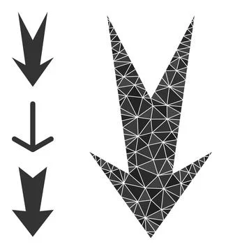 Vector Lowpoly Arrow Down Icon and Bonus Icons Stock Illustration