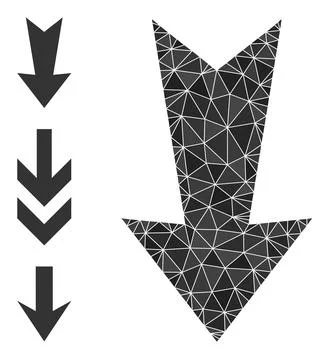 Vector Lowpoly Arrow Down Icon with Bonus Icons イラスト素材