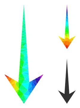 Vector Lowpoly Arrow Down Icon with Rainbow Gradient Stock Illustration