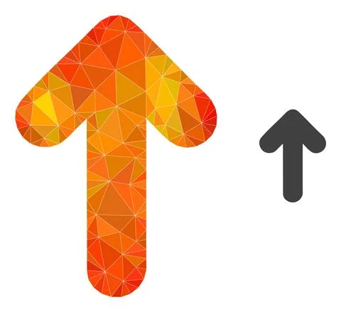Vector Lowpoly Arrow Up Icon with Orange Colored Gradient Stock Illustration
