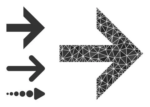 Vector Lowpoly Arrow Right Icon with Other Icons 스톡 일러스트