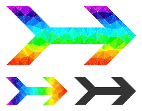 Vector Lowpoly Arrow Right Icon with Spectrum Gradient イラスト素材
