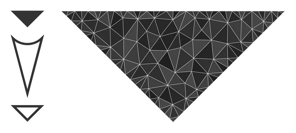 Vector Lowpoly Arrowhead Down Icon with Bonus Icons Stock Illustration
