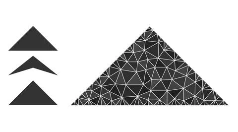 Vector Lowpoly Arrowhead Up Icon with Bonus Icons Stock Illustration