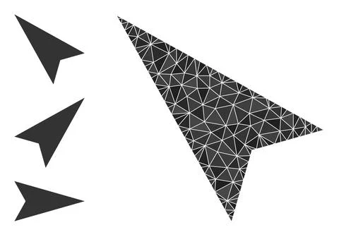 Vector Lowpoly Arrowhead Left-Up Icon and Bonus Icons Stock Illustration
