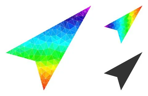 Vector Lowpoly Arrowhead Right-Up Icon with Rainbow Gradient Stock Illustration
