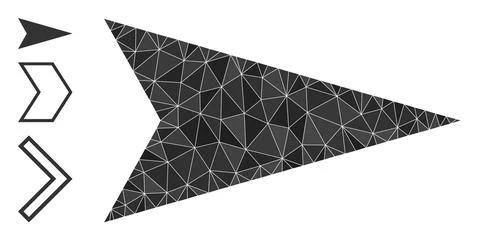 Vector Lowpoly Arrowhead Right Icon and Bonus Icons Stock Illustration