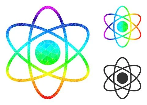 Vector Lowpoly Atom Icon with Spectrum Gradient Illustrazione stock