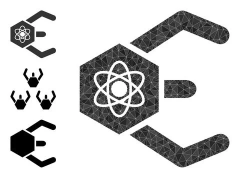 Vector Lowpoly Atomic Bot Icon and Similar Icons Stock Illustration