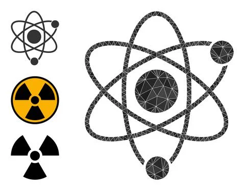 Vector Lowpoly Atomic Icon and Other Icons Illustrazione stock