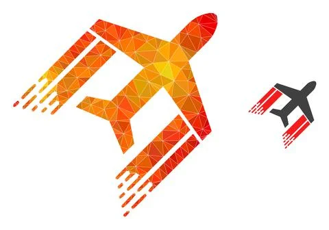 Vector Lowpoly Aviation Icon with Flame Gradient Stock Illustration