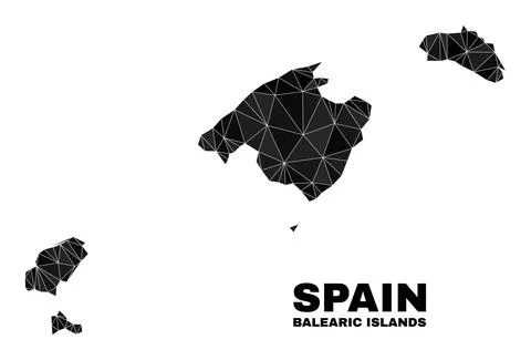 Vector Lowpoly Balearic Islands Map Stock Illustration