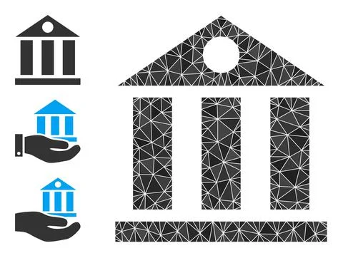Vector Lowpoly Bank Building Icon and Other Icons Ilustración de archivo