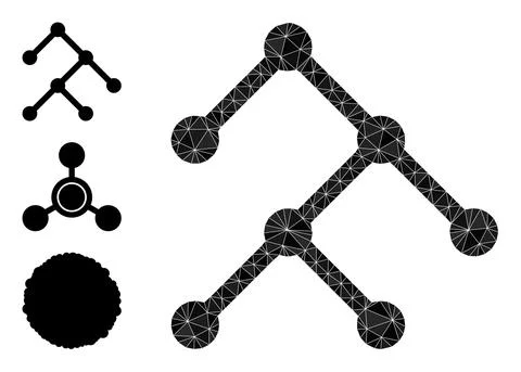 Vector Lowpoly Binary Structure Icon and Other Icons Stock Illustration