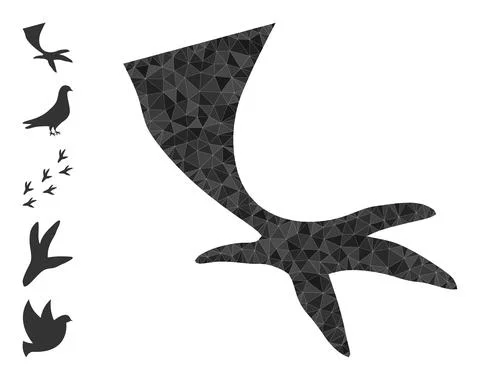 Vector Lowpoly Bird Foot Icon and More Icons Stock Illustration