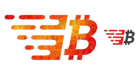 Vector Lowpoly Bitcoin Icon with Orange Colored Gradient Stock-Illustration