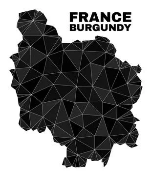 Vector Lowpoly Burgundy Province Map Stock Illustration