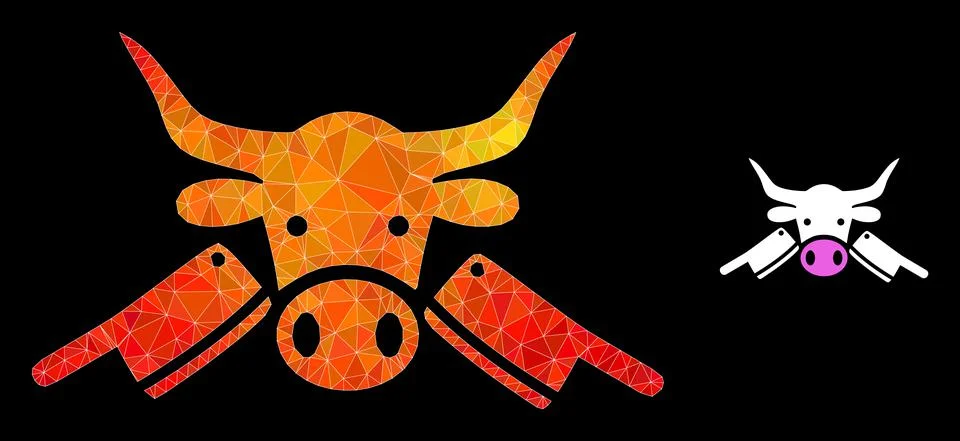 Vector Lowpoly Butchery Icon with Flame Gradient Illustrazione stock