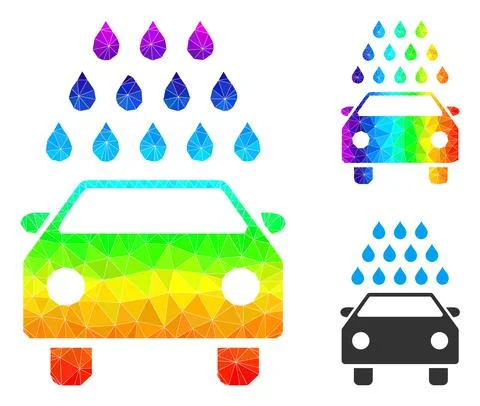 Vector Lowpoly Car Wash Icon with Spectrum Gradient Stock Illustration