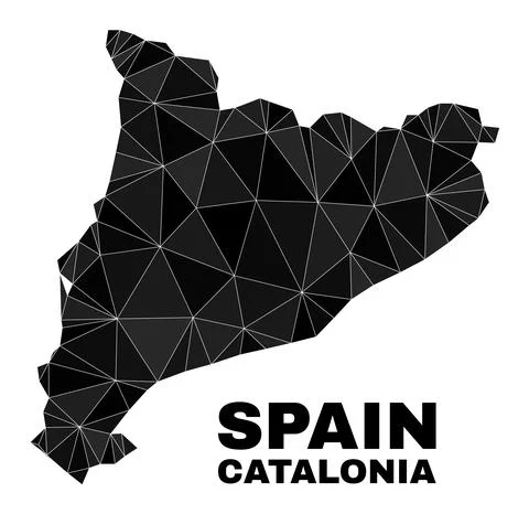 Vector Lowpoly Catalonia Map Stock Illustration