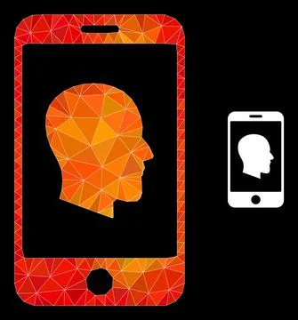 Vector Lowpoly Cellphone Profile Icon with Fire Gradient Stock Illustration